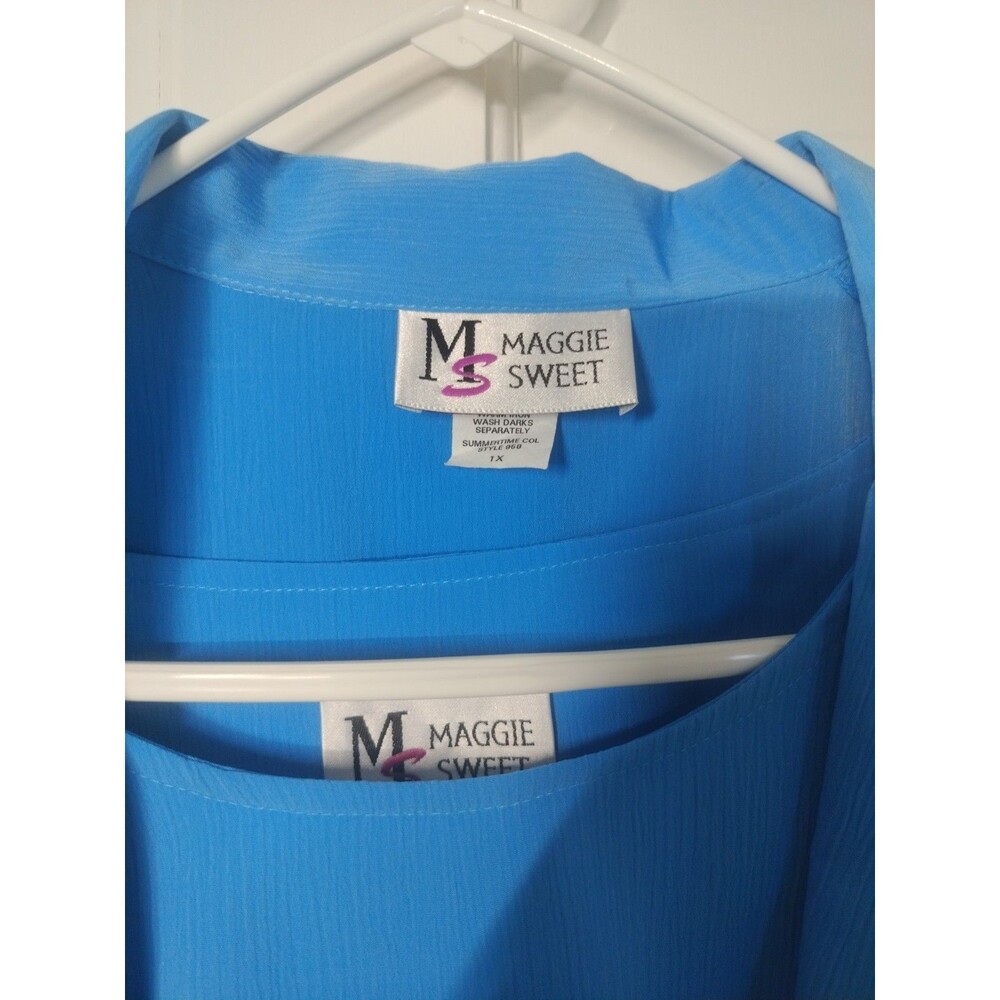 VTG Maggie Sweet Set Of 2 Blue Blazer & Blouse SZ 1X Polyester Made In USA -Read - Picture 3 of 16